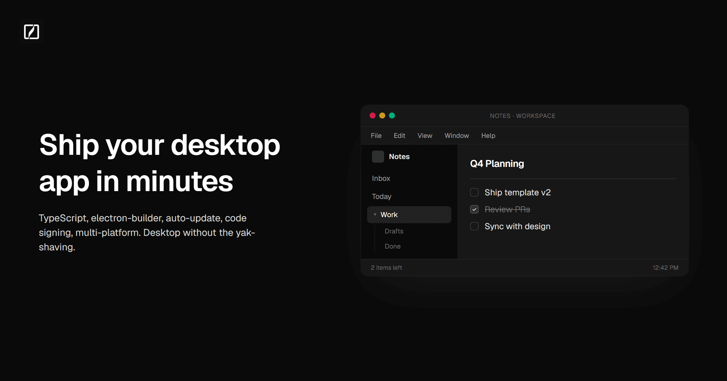 complete-electron-template preview