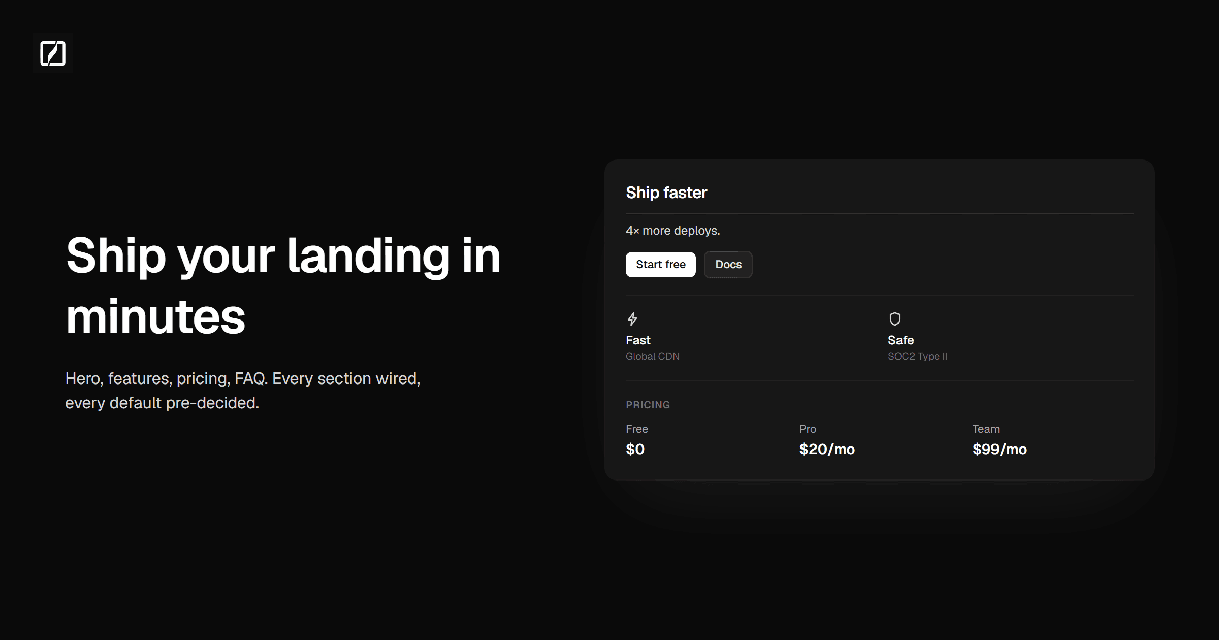 landing-template preview